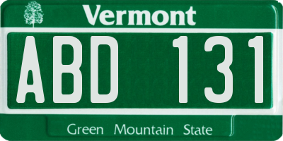 VT license plate ABD131