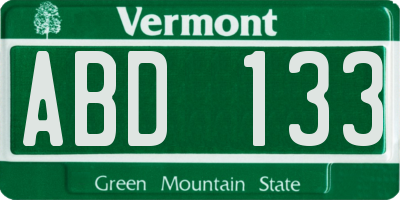 VT license plate ABD133