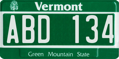 VT license plate ABD134