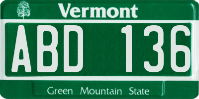 VT license plate ABD136