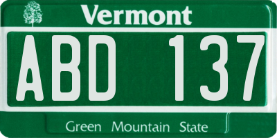 VT license plate ABD137