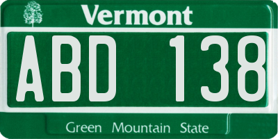 VT license plate ABD138