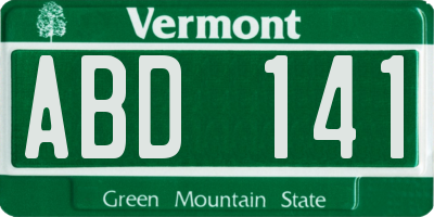 VT license plate ABD141