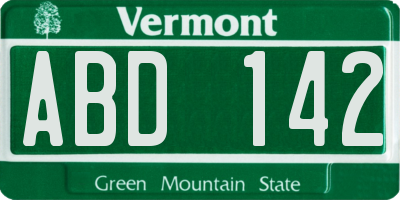 VT license plate ABD142