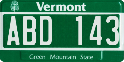 VT license plate ABD143