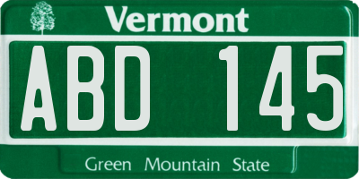 VT license plate ABD145