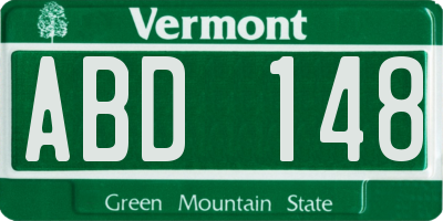 VT license plate ABD148