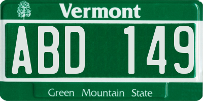 VT license plate ABD149