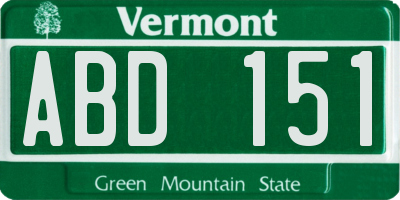 VT license plate ABD151