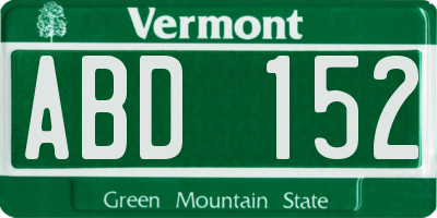 VT license plate ABD152