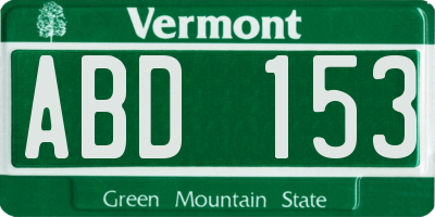 VT license plate ABD153