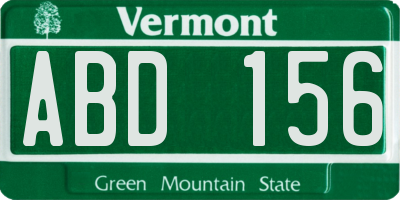 VT license plate ABD156