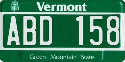 VT license plate ABD158