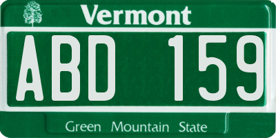 VT license plate ABD159