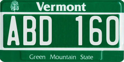 VT license plate ABD160