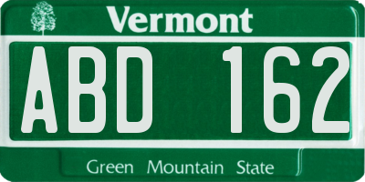 VT license plate ABD162