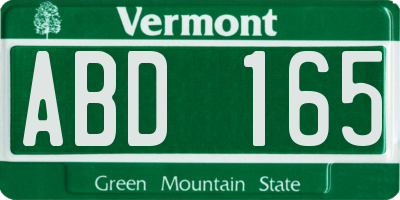 VT license plate ABD165