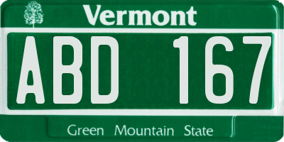 VT license plate ABD167