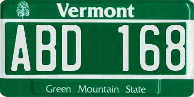 VT license plate ABD168