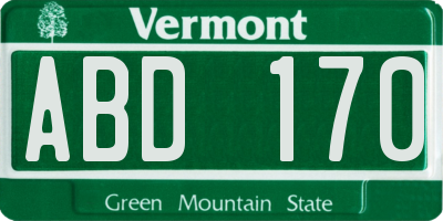 VT license plate ABD170