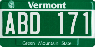 VT license plate ABD171