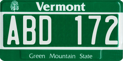 VT license plate ABD172