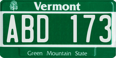 VT license plate ABD173