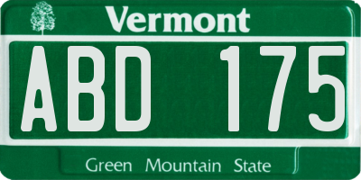 VT license plate ABD175