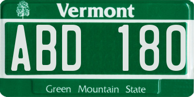 VT license plate ABD180