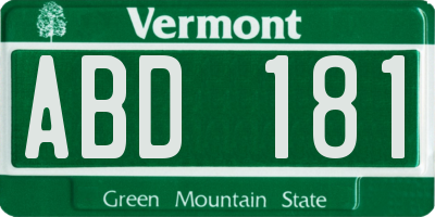 VT license plate ABD181