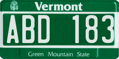 VT license plate ABD183