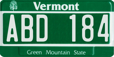 VT license plate ABD184