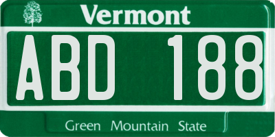 VT license plate ABD188