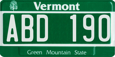 VT license plate ABD190