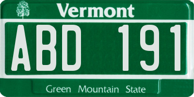 VT license plate ABD191