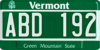 VT license plate ABD192