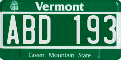 VT license plate ABD193