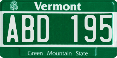 VT license plate ABD195