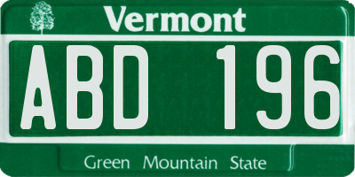 VT license plate ABD196