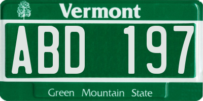 VT license plate ABD197