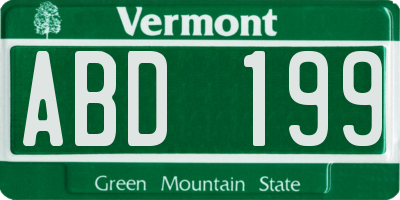 VT license plate ABD199