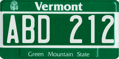 VT license plate ABD212