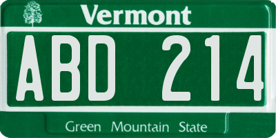 VT license plate ABD214