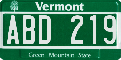 VT license plate ABD219