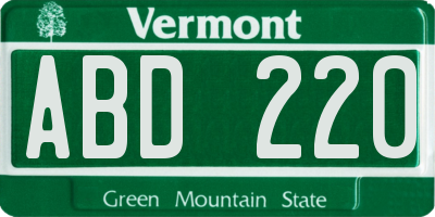 VT license plate ABD220