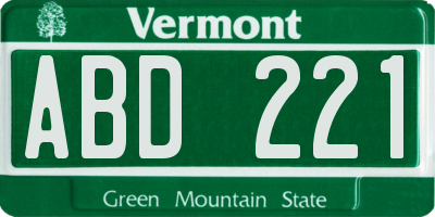 VT license plate ABD221