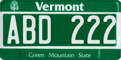 VT license plate ABD222