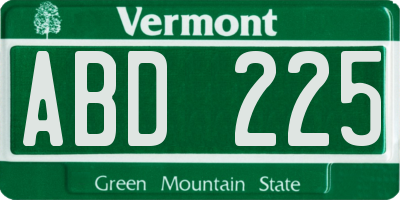 VT license plate ABD225