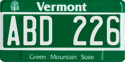 VT license plate ABD226