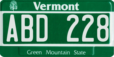 VT license plate ABD228